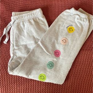 Grey SweatPants with Smiley Faces Size Small